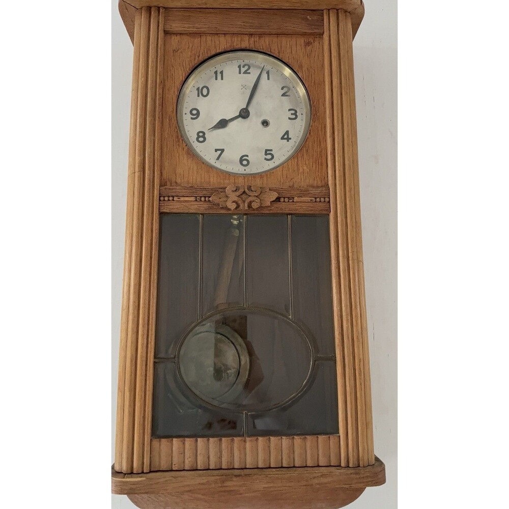 ✿ German HAC Wall Clock 1926 Wooden Chiming Clock Rack & Snail 8-Day